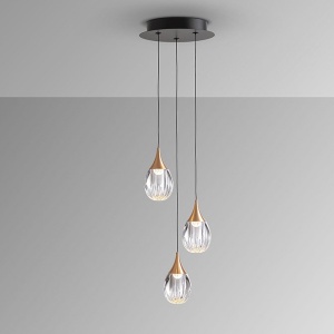 Lustra cu 3 pendule LED design modern Corina negru/ cupru 84035 universul-luminii.ro
