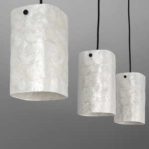 Lustra cu 3 pendule metal negru, sidef alb Nakar - Img 2