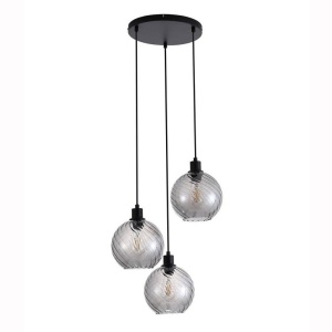 Lustra cu 3 pendule metal negru, sticla fumurie Radiance