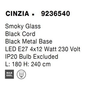 Lustra cu 4 pendule design modern CINZIA fumuriu 104345 universul-luminii.ro