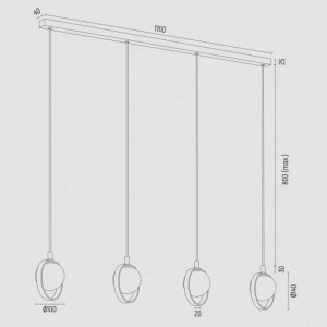 Lustra cu 4 pendule design modern Saturnia auriu 124745 universul-luminii.ro