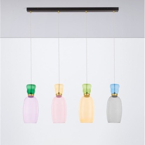 Lustra cu 4 pendule LED design modern Pluma multicolor - Img 6