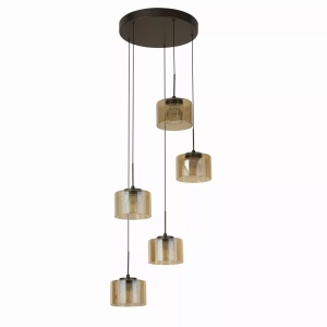Lustra cu 5 pendule LED bronz cu sticla sampanie Tumblers - Img 2