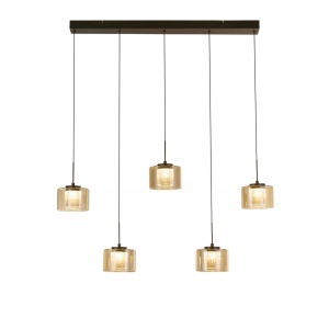 Lustra cu 5 pendule LED bronz cu sticla sampanie Tumblers - Img 3