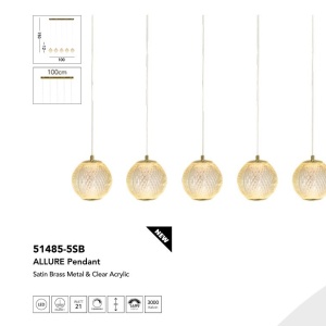 Lustra cu 5 pendule LED design modern decorativ Allure 158905 universul-luminii.ro