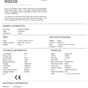 Lustra cu 5 pendule LED design modern Rocio negru/auriu 153585 universul-luminii.ro