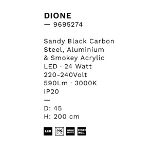 Lustra cu 5 pendule LED, Metal, Negru, Acrilic, DIONE 168715 universul-luminii.ro