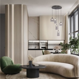 Lustra cu 5 pendule LED, Metal, Negru, Acrilic, DIONE 245375 universul-luminii.ro