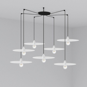 Lustra cu 7 Pendule design modern PLAT alb