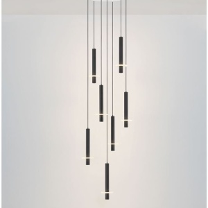 Lustra cu 7 Pendule tub subtire aluminiu negru si alabastru LED NOEMI - Img 4