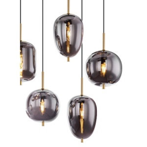 Lustra cu 8 pendule design modern Blacky I negru mat, alama 210465 universul-luminii.ro