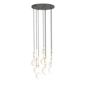 Lustra cu 8 pendule suspendate Ero VIII auriu 40 - Img 2
