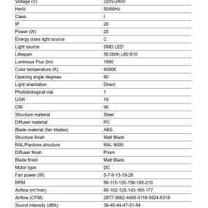 Lustra cu Ventilator si telecomanda PUNT TAK M negru 4000K - Img 3