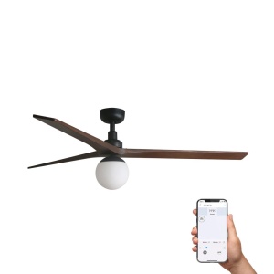 Lustra cu Ventilator Smart sisitem Tuya cu telecomanda KLIM L 150cm, negru/ nuc