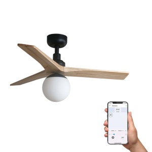 Lustra cu Ventilator smart sistem TUYA si telecomanda KLIM S 92,5cm, negru/ pin