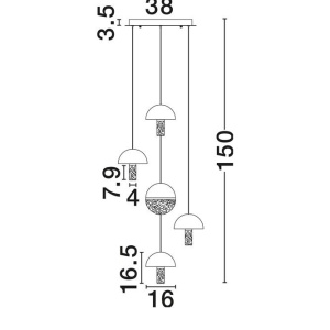 Lustra decorativa cu 5 pendule LED 2700K DORIN - Img 8