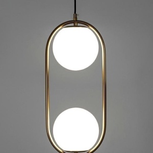 Lustra design miminalist, Metal auriu, Glob Sticla, AURELIA Double - Img 4
