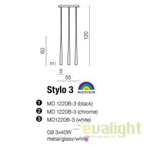 Lustra design modern Stylo 3 white 178735 universul-luminii.ro