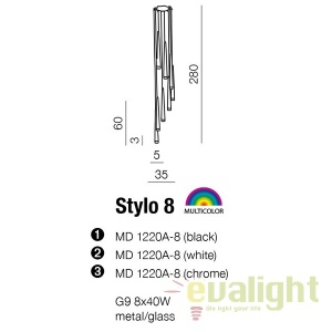 Lustra design modern Stylo 8 black 172445 universul-luminii.ro
