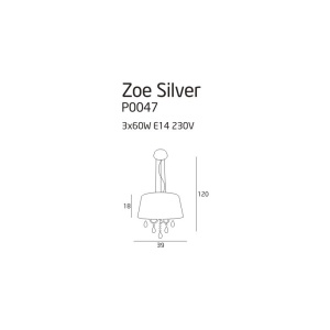 Lustra diam.39cm, Zoe Silver P0047 MX 52995 universul-luminii.ro