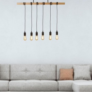 Lustra din lemn cu 6 pendule design rustic Woody 112675 universul-luminii.ro