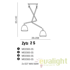 Lustra directionabila design modern ZYTA 2 S neagra 183995 universul-luminii.ro