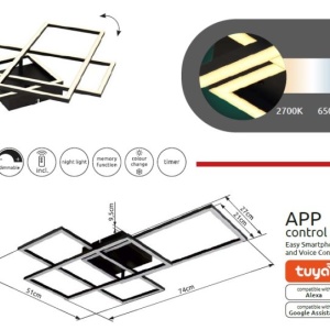 Lustra LED aplicata cu telecomanda GABRIEL 240375 universul-luminii.ro