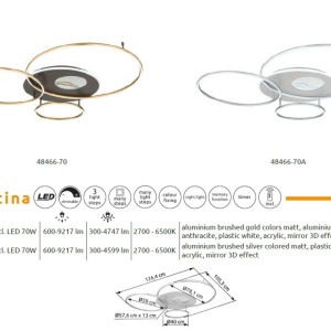 Lustra LED aplicata cu telecomanda INVERTINA argintiu - Img 9