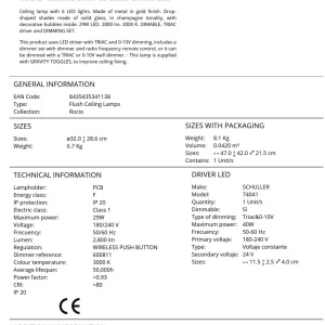 Lustra LED aplicata design modern Rocio aurie 153345 universul-luminii.ro