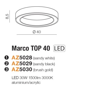 Lustra LED aplicata design slim circular MARCO TOP 40 3000K WH - Img 3