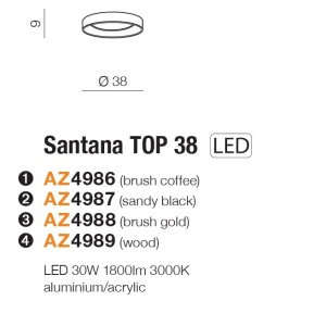 Lustra LED aplicata design slim circular SANTANA TOP 38 3000K WO - Img 3