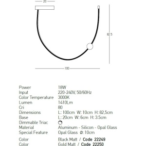 Lustra LED arcuita design modern Line auriu - Img 2