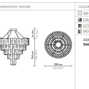Lustra LED Art Deco de dimensiuni mari, realizata manual LA LOLLO 5XL PEWTER 125195 universul-luminii.ro