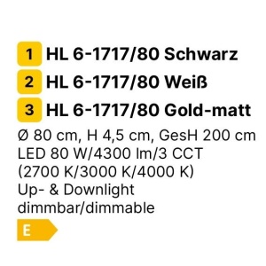 Lustra LED circulara iluminat sus si jos KOLK negru 80cm - Img 9