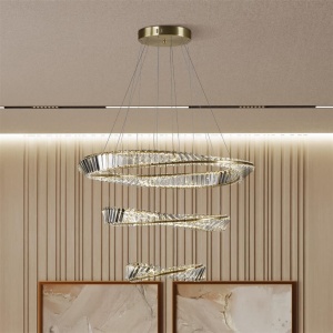 Lustra LED cristal design lux circular Tier 3 147555 universul-luminii.ro