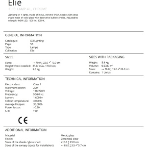 Lustra LED cu 4 pendule design modern Elie crom SV-773421 70715 universul-luminii.ro