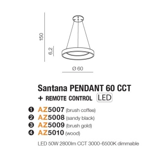 Lustra LED cu telecomanda design circular SANTANA 60 CCT CO 120045 universul-luminii.ro