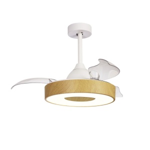 Lustra LED cu ventilator palete retractabile Coin Fan Mini lemn - Img 2