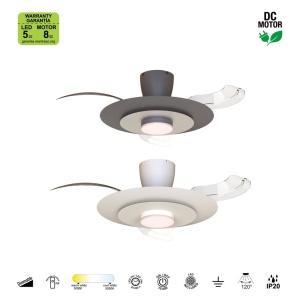 Lustra LED cu ventilator palete retractabile KYOTO alb - Img 8