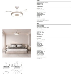 Lustra LED cu ventilator si telecomanda COIN M bej - Img 7