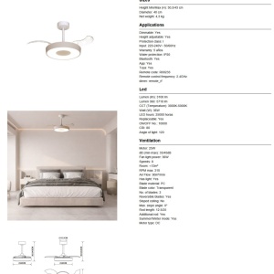 Lustra LED cu ventilator si telecomanda COIN S bej - Img 7