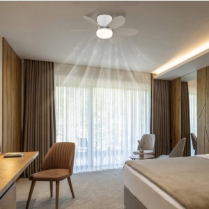 Lustra LED cu Ventilator si telecomanda DELORES alb/ nisip mat