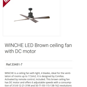 Lustra LED cu Ventilator si telecomanda design modern IP44 WINCHE negru/maro 54555 universul-luminii.ro