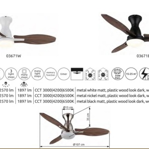 Lustra LED cu ventilator si telecomanda GALE negru 03671B GL 172015 universul-luminii.ro