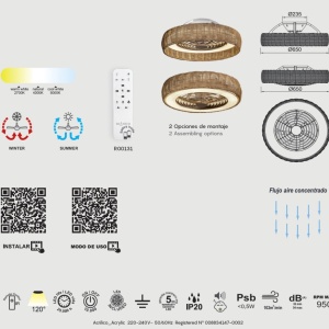 Lustra LED cu Ventilator si telecomanda KILIMANJARO 222965 universul-luminii.ro