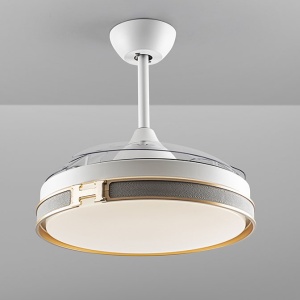 Lustra LED cu Ventilator si telecomanda, lame retractabile HERON alb/auriu - Img 10
