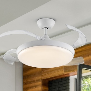 Lustra LED cu Ventilator si telecomanda, lame retractabile Venturi alb 230475 universul-luminii.ro