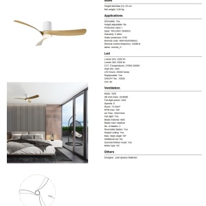 Lustra LED cu Ventilator si telecomanda NEMO G alb/lemn - Img 7