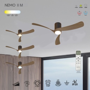 Lustra LED cu ventilator si telecomanda NEMO II M negru/nuc - Img 4