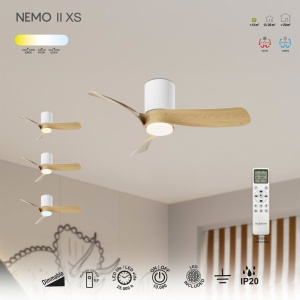 Lustra LED cu Ventilator si telecomanda NEMO II XS alb/lemn - Img 6